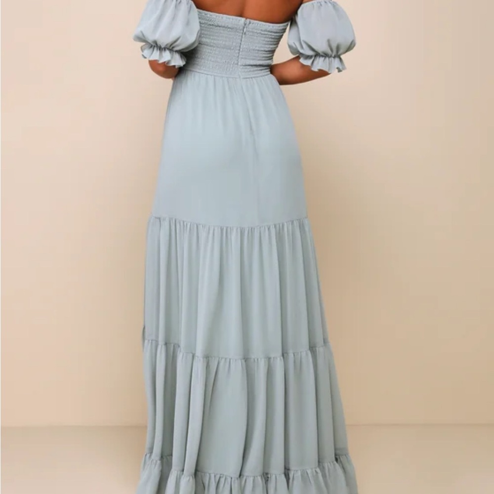 Lulu's Light Blue Off-Shoulder Maxi Dress